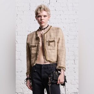 Chic Tan Tweed Women's Jacket